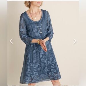 Soft Surroundings Floral Blue Long Sleeve DressNWT never worn!